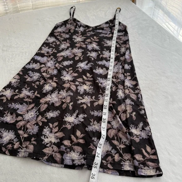 Zimmermann Floral Stretch Slip Mini Dress Black Lavender Purple Semi-Sheer - Picture 9 of 9